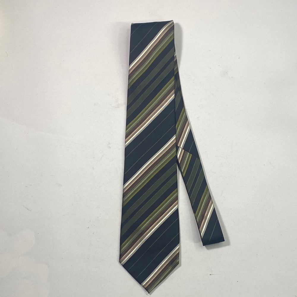Classic Striped Tie in Green and Brown
